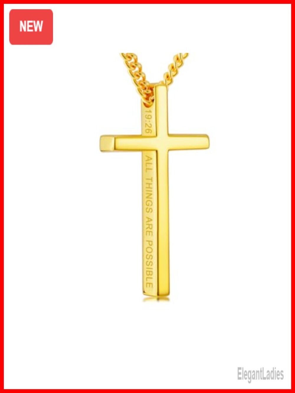 18K Gold Cross Necklace Men Women Bible Verse Pendant